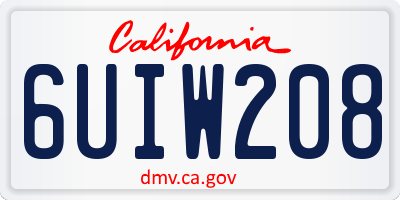 CA license plate 6UIW208