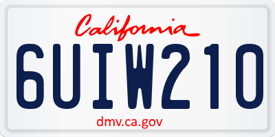 CA license plate 6UIW210