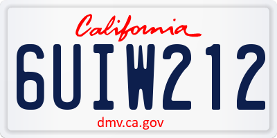 CA license plate 6UIW212