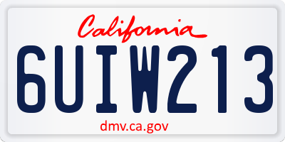 CA license plate 6UIW213