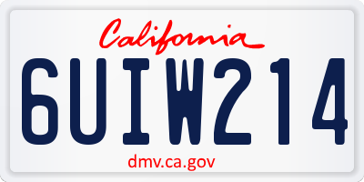 CA license plate 6UIW214