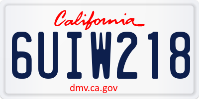 CA license plate 6UIW218