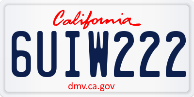 CA license plate 6UIW222
