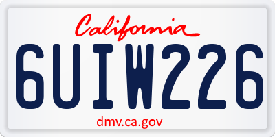 CA license plate 6UIW226