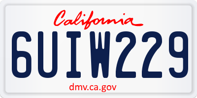 CA license plate 6UIW229