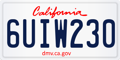 CA license plate 6UIW230