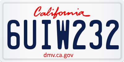 CA license plate 6UIW232