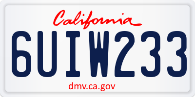 CA license plate 6UIW233