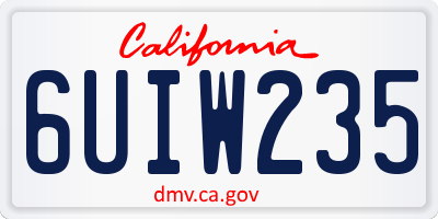 CA license plate 6UIW235