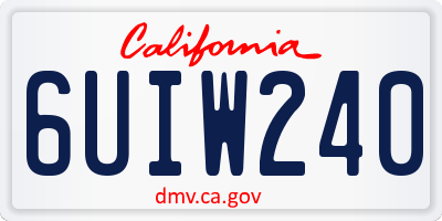 CA license plate 6UIW240
