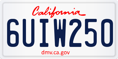 CA license plate 6UIW250