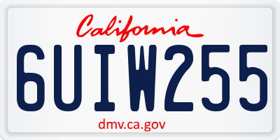 CA license plate 6UIW255