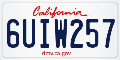 CA license plate 6UIW257