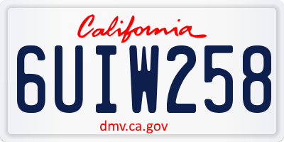 CA license plate 6UIW258