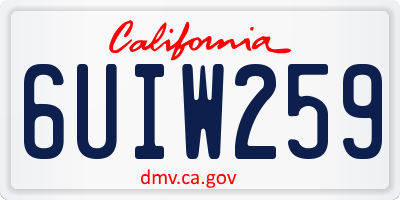 CA license plate 6UIW259