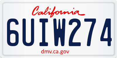CA license plate 6UIW274