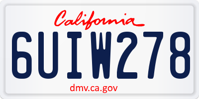 CA license plate 6UIW278