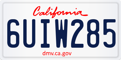 CA license plate 6UIW285