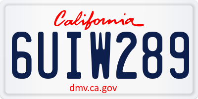 CA license plate 6UIW289