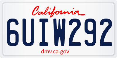 CA license plate 6UIW292