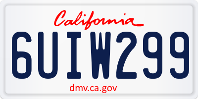 CA license plate 6UIW299