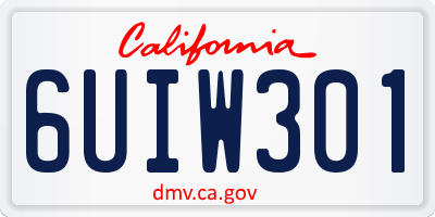 CA license plate 6UIW301