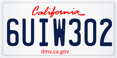 CA license plate 6UIW302