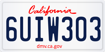 CA license plate 6UIW303