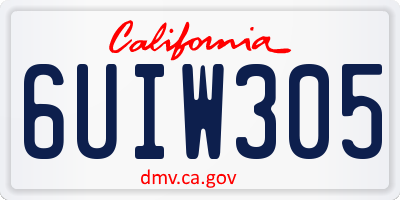 CA license plate 6UIW305