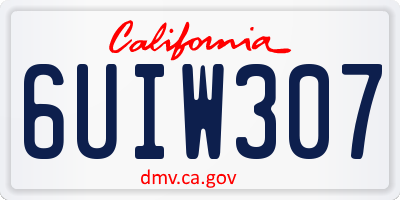 CA license plate 6UIW307