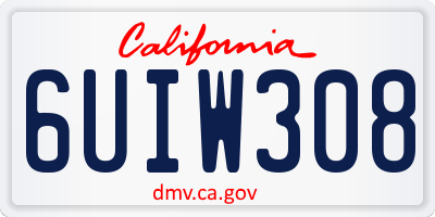 CA license plate 6UIW308