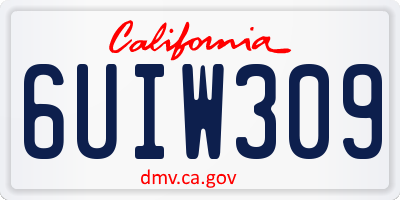CA license plate 6UIW309