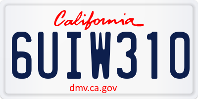 CA license plate 6UIW310