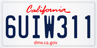 CA license plate 6UIW311