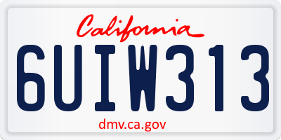 CA license plate 6UIW313
