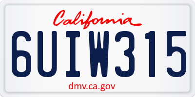CA license plate 6UIW315