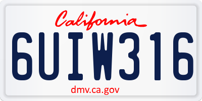 CA license plate 6UIW316