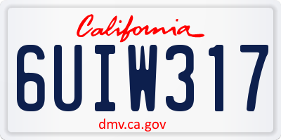 CA license plate 6UIW317