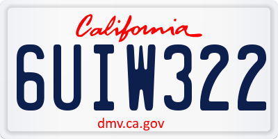 CA license plate 6UIW322