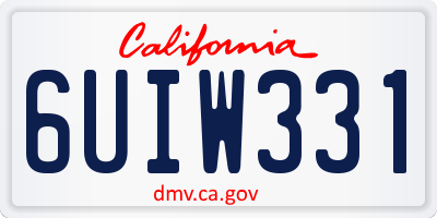 CA license plate 6UIW331