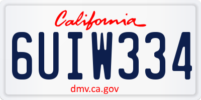 CA license plate 6UIW334