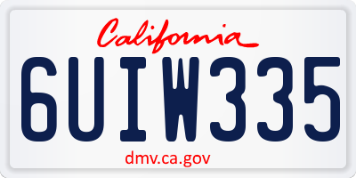 CA license plate 6UIW335