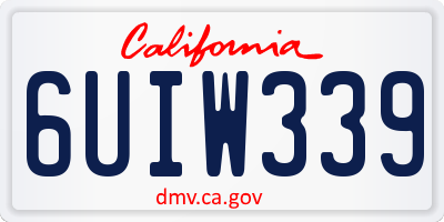 CA license plate 6UIW339