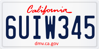 CA license plate 6UIW345