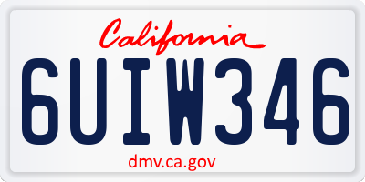 CA license plate 6UIW346