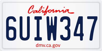 CA license plate 6UIW347