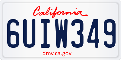 CA license plate 6UIW349