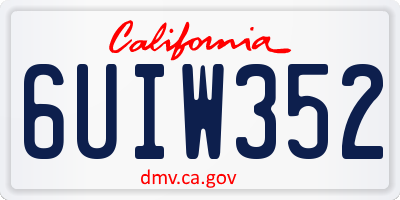 CA license plate 6UIW352
