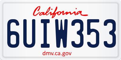 CA license plate 6UIW353
