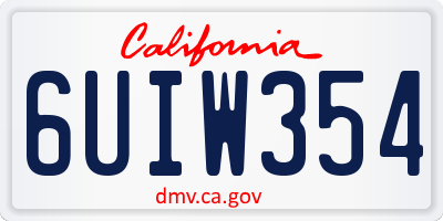 CA license plate 6UIW354
